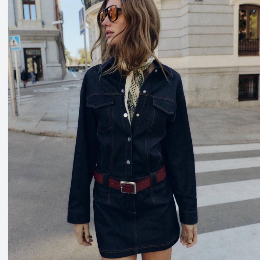Zara Black Mini Dress with Red Belt